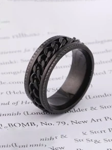 Hombres Anillo con diseño de cadena - Negro - Ver 4