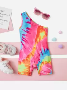 SHEIN 嬰兒紮染單肩連身短褲 - 彩色 - 查看 1