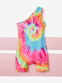 SHEIN 嬰兒紮染單肩連身短褲 - 彩色 - 查看 2