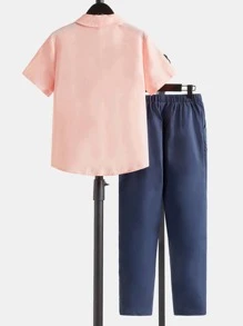 SHEIN 男孩前蝴蝶結襯衫和褲子和襯衫