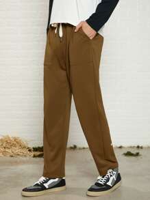 Manfinity Men Star & Letter Graphic Joggers - Brown - View 3