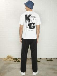 Manfinity Hombres Camiseta con estampado de letra - Blanco - Ver 6