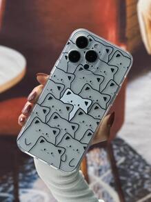 Cartoon Cat Clear Phone Case - Multicolor - View 3
