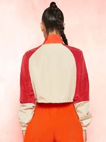 SHEINNeu Two Tone Raglan Sleeve Drawstring Hem Jacket - Multicolor - View 2