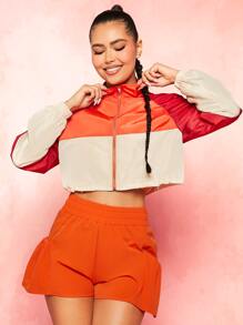 SHEINNeu Two Tone Raglan Sleeve Drawstring Hem Jacket - Multicolor - View 4