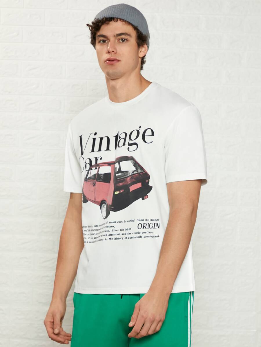 Manfinity Men Slogan Graphic Tee - White - View 1