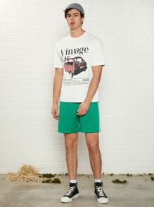 Manfinity Men Slogan Graphic Tee - White - View 3