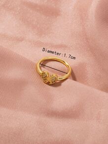 Cubic Zirconia Heart Decor Ring - Yellow Gold - View 5