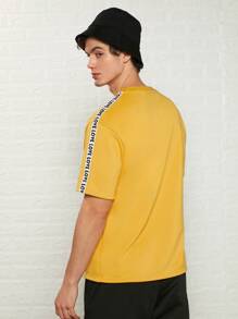 Manfinity Hombres Camiseta panel con cinta con letra