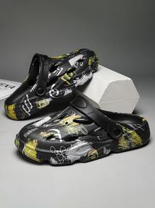 男士字母圖案鏤空通風乙烯-乙酸乙烯共聚物露跟時尚洞洞鞋 - 彩色 - 查看 2