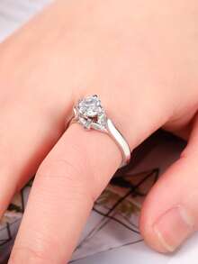 Cubic Zirconia Decor Ring - Silver - View 4