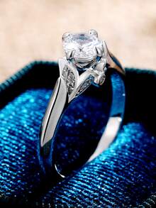 Cubic Zirconia Decor Ring - Silver - View 6