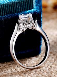 Cubic Zirconia Decor Ring - Silver - View 7