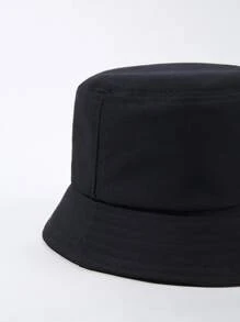 1入組男士素色極簡漁夫帽適用於日常 - 黑色 - 查看 3