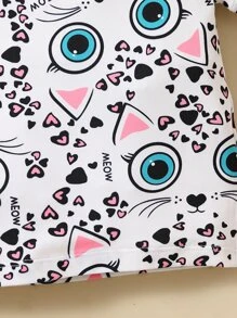 Bebé Camiseta con estampado de dibujos animados y letra - Blanco - Ver 4