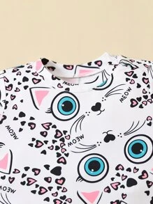 Bebé Camiseta con estampado de dibujos animados y letra - Blanco - Ver 5
