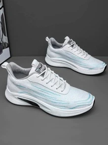 Men Lace-up Front Low Top Sneakers - White - View 1