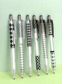 6pcs Plaid Pattern Gel Pen - Multicolor - View 1