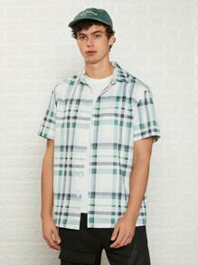 Manfinity Hombres Camisa con estampado de cuadros