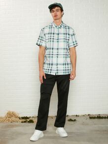 Manfinity Hombres Camisa con estampado de cuadros