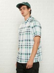 Manfinity Hombres Camisa con estampado de cuadros