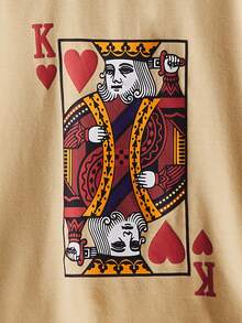 SHEIN Toddler Boys Playing Card Print Tee - Khaki - View 4