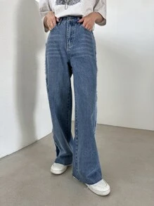 DAZY Raw Trim Cat's Whisker Washed Jeans Without Belt - Light Wash - View 5