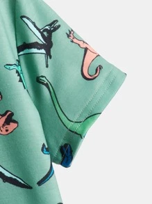 SHEIN 小男童恐龍印花T恤 - 薄荷綠 - 查看 4