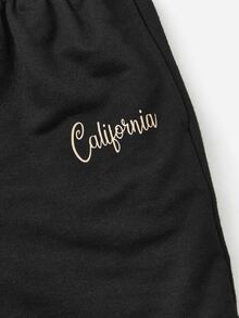 SHEIN 小男童字母圖案棒球領襯衫和短褲