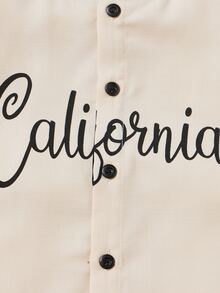 SHEIN 小男童字母圖案棒球領襯衫和短褲