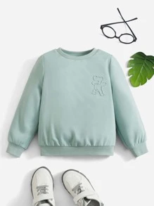 SHEIN Toddler Boys Cartoon Pattern Sweatshirt - Mint Green - View 1