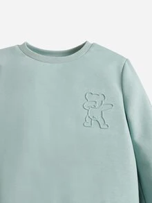 SHEIN Toddler Boys Cartoon Pattern Sweatshirt - Mint Green - View 4