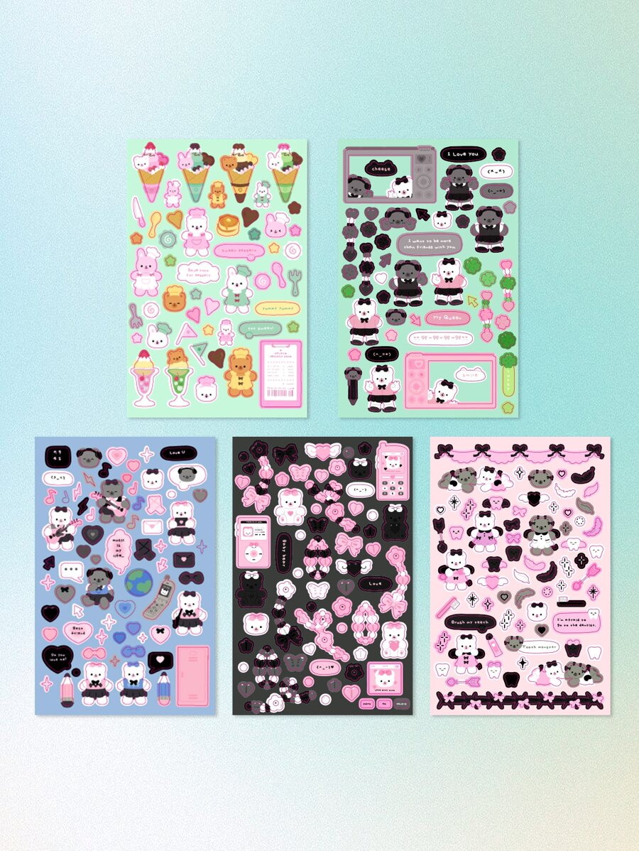 5pcs Cartoon Graphic Sticker - Multicolor - View 1