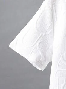 SHEIN 中大童男孩字母拼接t恤和短褲 - 白色 - 查看 5