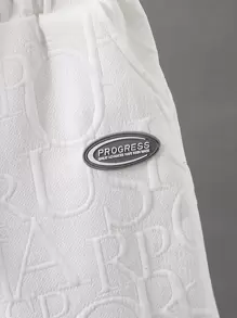 SHEIN 中大童男孩字母拼接t恤和短褲 - 白色 - 查看 3