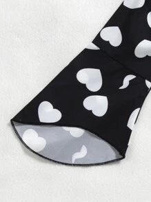 Niñas con estampado de corazón fruncido Top crop & Shorts - Negro - Ver 7