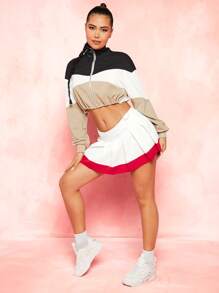 SHEINNeu Quần áo thể thao nữ Dây kéo Khối Màu Giải trí - Nhiều màu - Xem 5