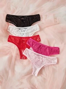 5入組花卉蕾絲內褲套裝 - 彩色 - 查看 3