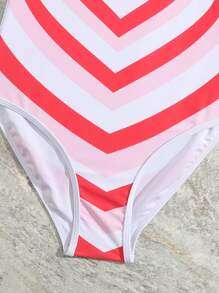 SHEIN Teen Girls Heart Print One Piece Swimsuit - Multicolor - View 4