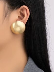 2pcs Round Stud Earrings - Yellow Gold - View 1