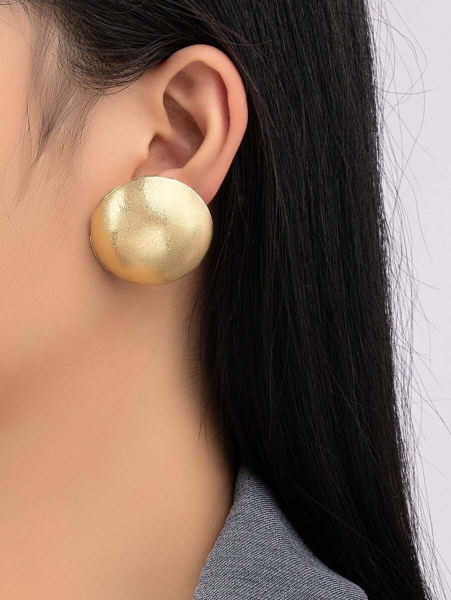 2pcs Round Stud Earrings - Yellow Gold - View 1
