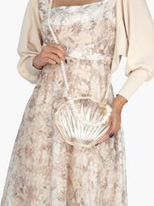 Women Clear Acrylic Shell Chain Crossbody Bag - Niche Design Novelty Purse Mini Clear Faux Pearl Decor Dome Bag - Clear - View 2