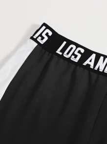 Mulvari Crisscross Ruched Top & Contrast Sideseam Pants Set - Black - View 4