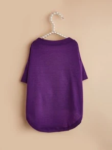 1入組透氣標語圖案寵物T恤衫 - 紫色 - 查看 4