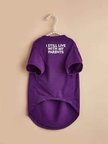 1入組透氣標語圖案寵物T恤衫 - 紫色 - 查看 5