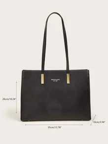 Minimalist Solid Color Square Shoulder Bag, All-Match Textured Top Handle Bag, Women's Versatile Crossbody Bag Letter Detail Shoulder Tote Bag For Teen Girls Women College Students,Rookies & White-collar Workers Perfect for Office,Work ,Business,Commute Best Work Bag for Women - Black - View 8