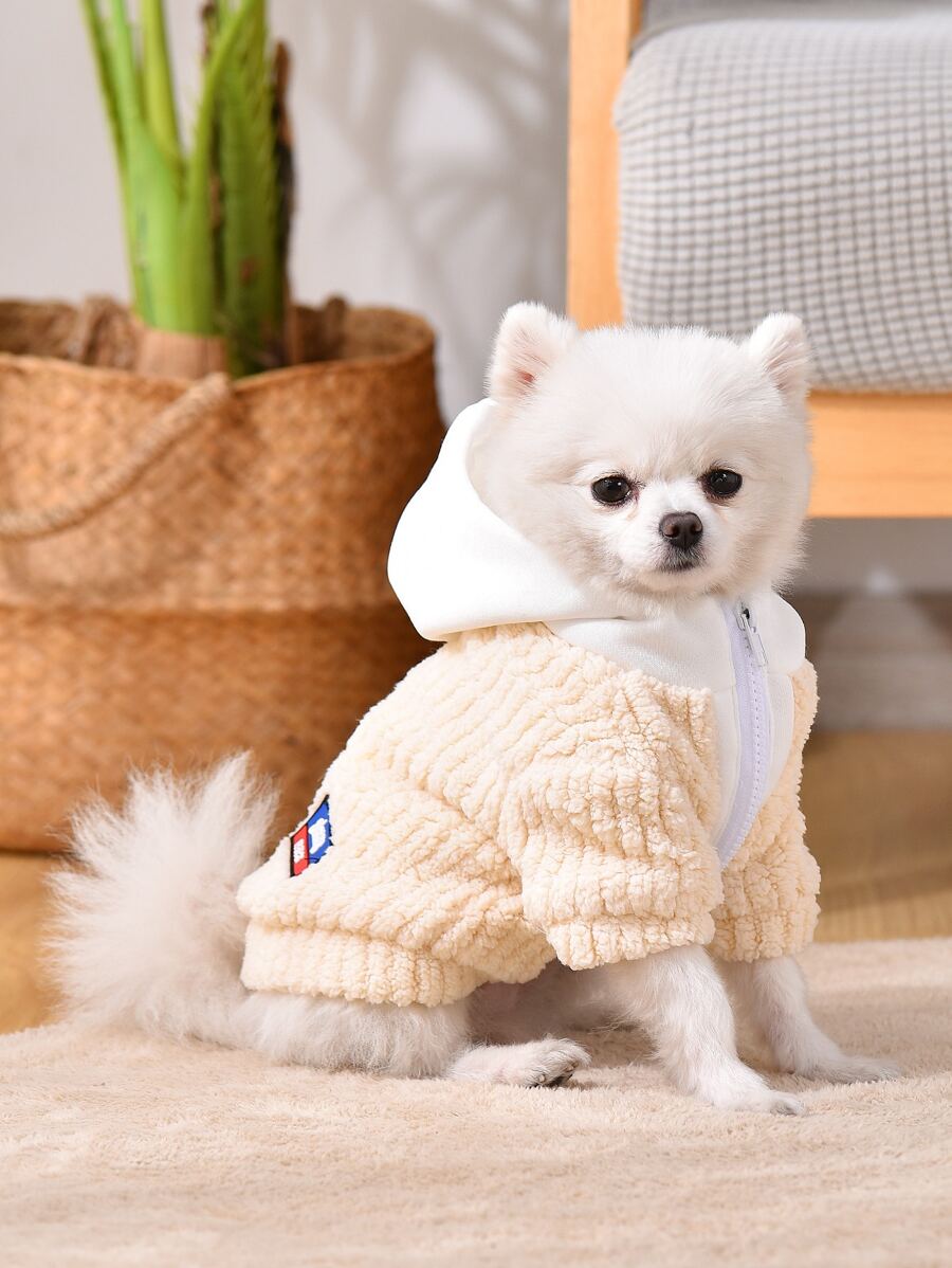 1入組連帽長毛絨寵物外套