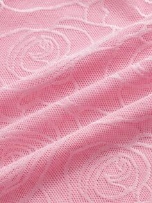 SHEIN ICON Pantalones acampanados con estampado ribete con fruncido - Rosa Pálido - Ver 3