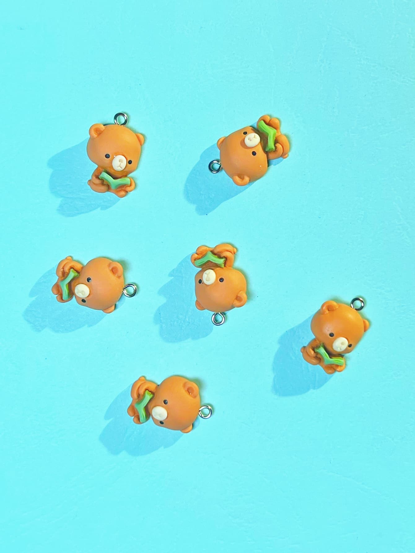 6入組卡通小熊DIY吊墜 - 彩色 - 查看 1