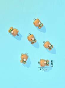 6入組卡通小熊DIY吊墜 - 彩色 - 查看 3